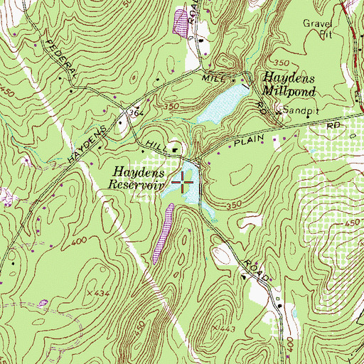 Topographic Map of Haydens Reservoir, NH