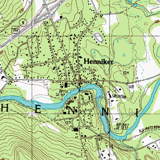 Topographic Map of Henniker, NH