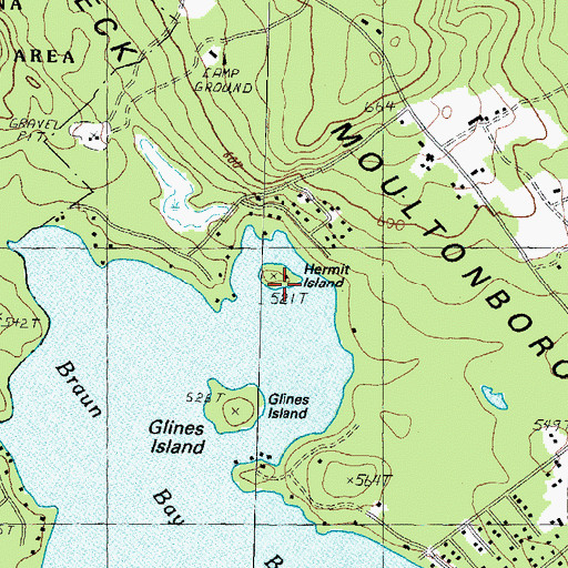 Topographic Map of Hermit Island, NH
