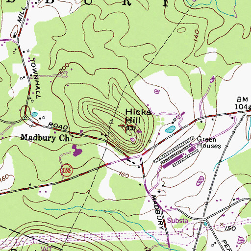 Topographic Map of Hicks Hill, NH