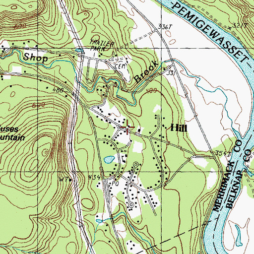 Topographic Map of Hill, NH