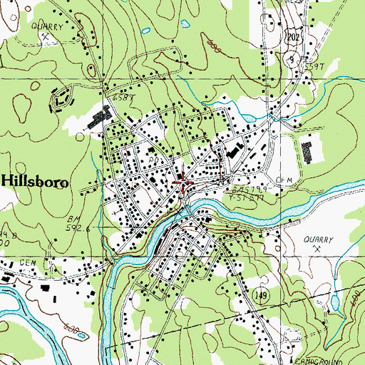 Topographic Map of Hillsboro, NH