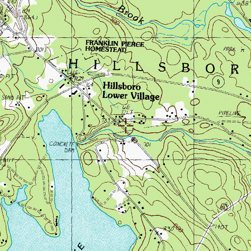 Topographic Map of Hillsboro Lower Village, NH