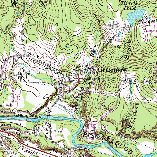 Topographic Map of Hillside Cemetery, NH