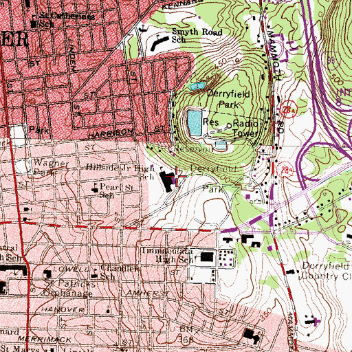 Topographic Map of Hillside Middle School, NH