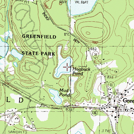 Topographic Map of Hogback Pond, NH