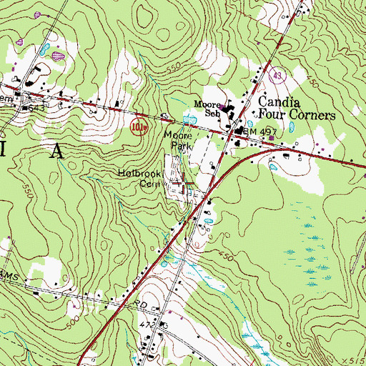 Topographic Map of Holbrook Cemetery, NH