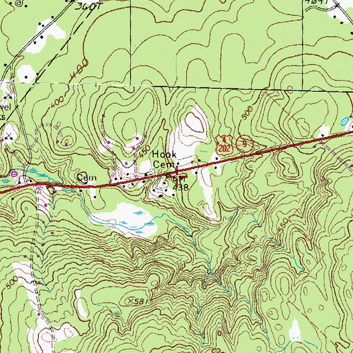 Topographic Map of Hook Cemetery, NH
