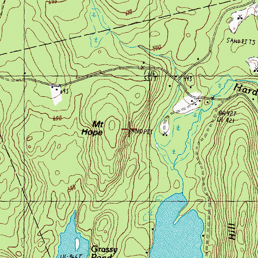 Topographic Map of Mount Hope, NH