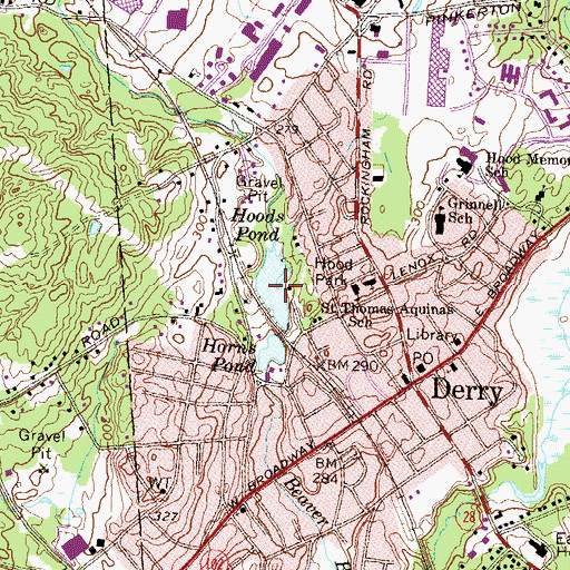 Topographic Map of Horns Pond, NH