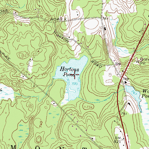 Topographic Map of Hortons Pond, NH