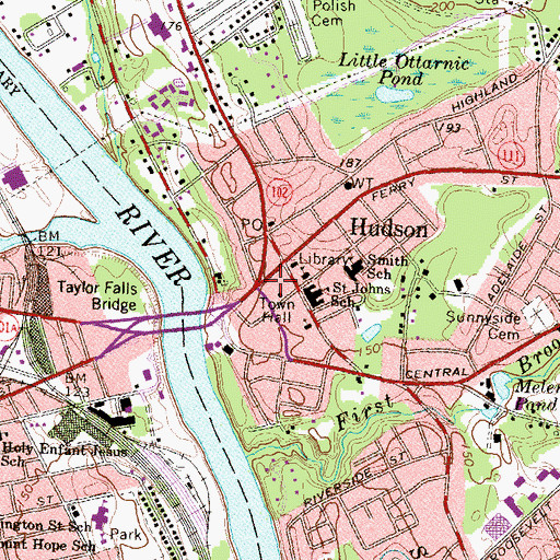 Topographic Map of Hudson, NH