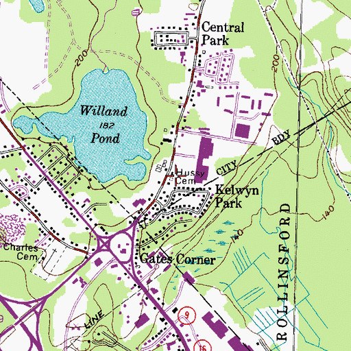 Topographic Map of Hussy Cemetery, NH