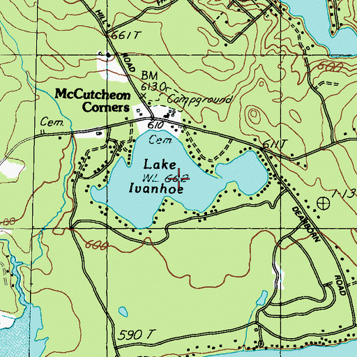 Topographic Map of Lake Ivanhoe, NH