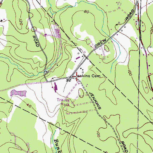 Topographic Map of Jenkins Cemetery, NH