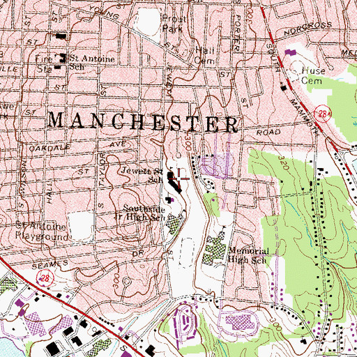 Topographic Map of Jewett Elementary School, NH