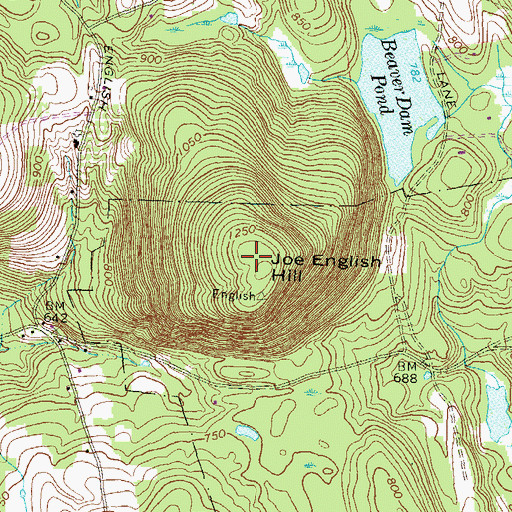 Topographic Map of Joe English Hill, NH