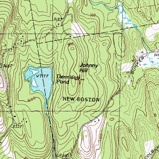 Topographic Map of Johnny Hill, NH