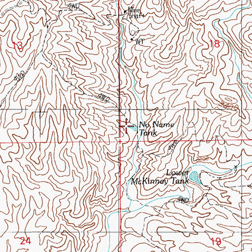 Topographic Map of No Name Tank, AZ