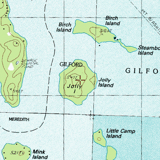 Topographic Map of Jolly Island, NH