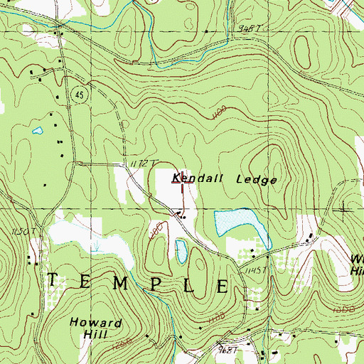 Topographic Map of Kendall Ledge, NH