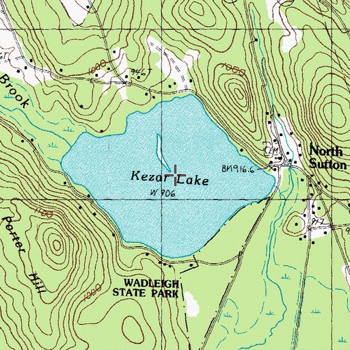 Topographic Map of Kezar Lake, NH