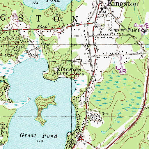 Topographic Map of Kingston State Park, NH