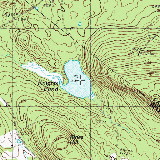 Topographic Map of Knights Pond, NH