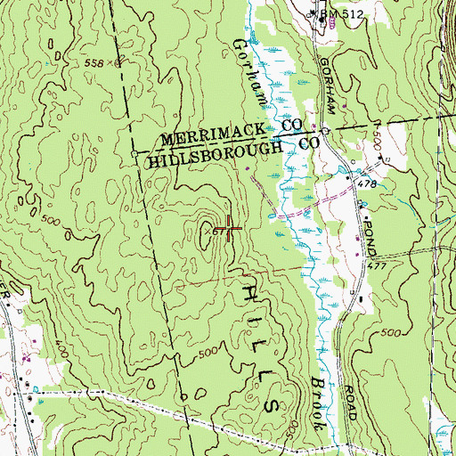 Topographic Map of Kuncanowet Hills, NH