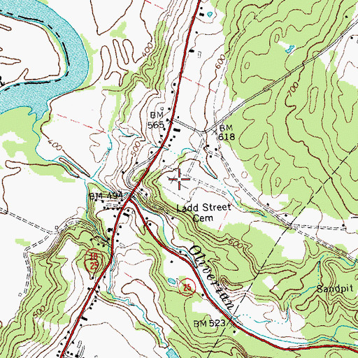 Topographic Map of Ladd Street Cemetery, NH