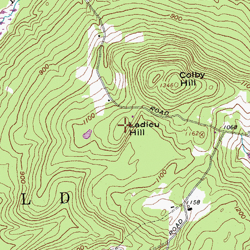 Topographic Map of Ladieu Hill, NH