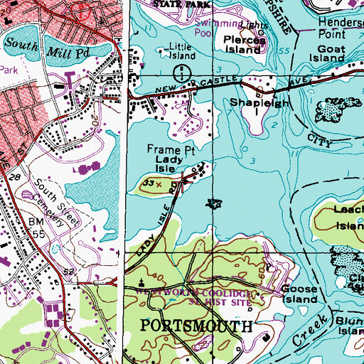 Topographic Map of Lady Isle, NH