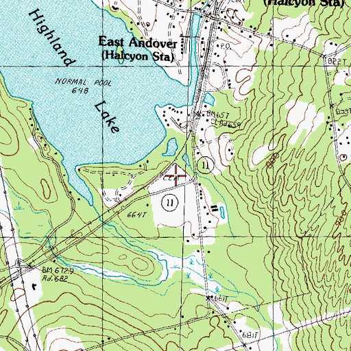 Topographic Map of Lakeside / Lakeview Cemetery, NH