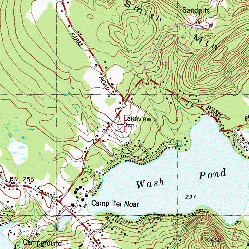 Topographic Map of Lakeview Cemetery, NH