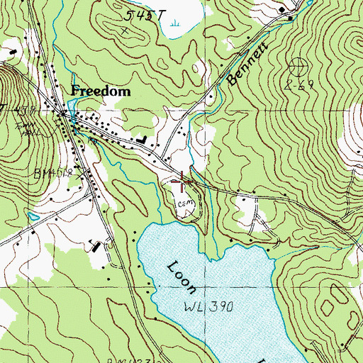 Topographic Map of Lakeview Cemetery, NH