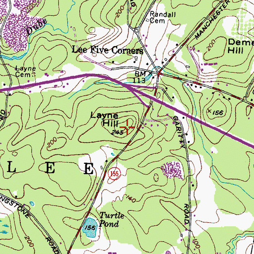 Topographic Map of Layne Hill, NH