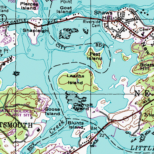 Topographic Map of Leachs Island, NH