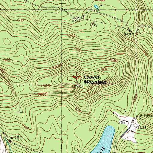 Topographic Map of Leavitt Mountain, NH
