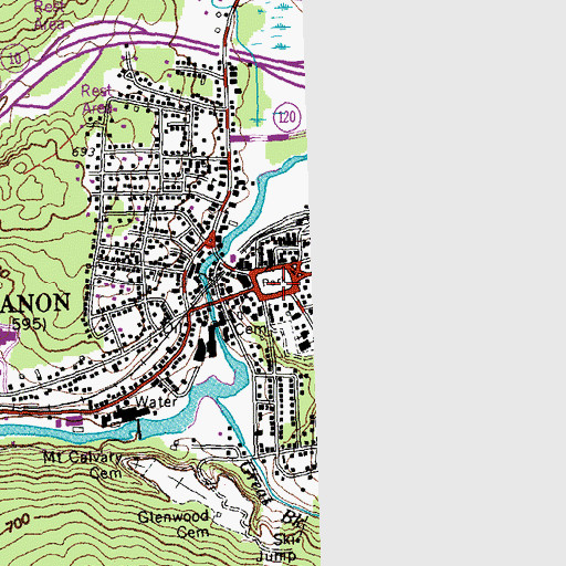 Topographic Map of Lebanon, NH