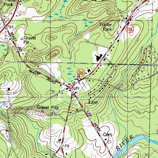 Topographic Map of Lee, NH