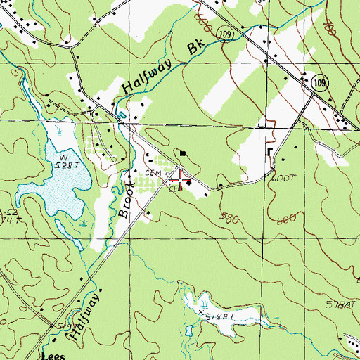 Topographic Map of Lee Cemetery, NH
