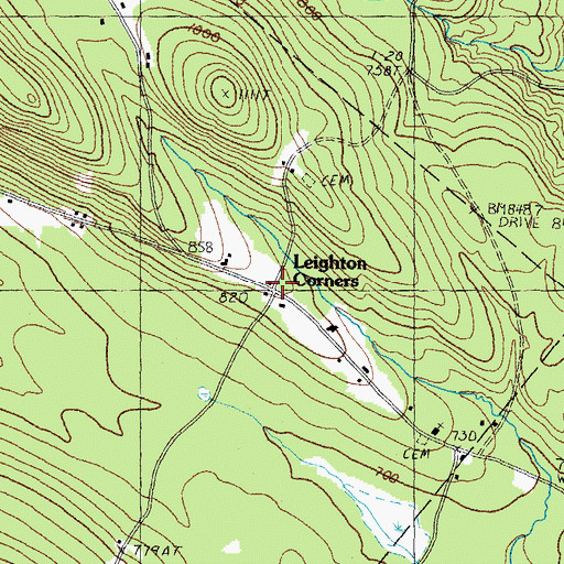 Topographic Map of Leighton Corners, NH