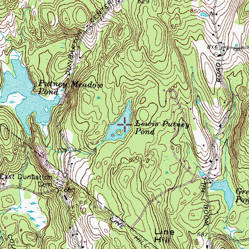 Topographic Map of Lewis Putney Pond, NH