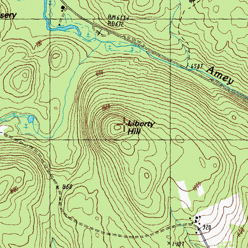 Topographic Map of Liberty Hill, NH