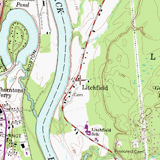 Topographic Map of Litchfield, NH