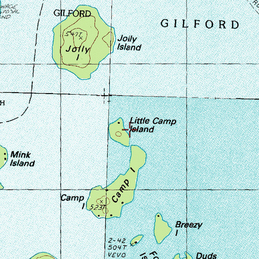 Topographic Map of Little Camp Island, NH