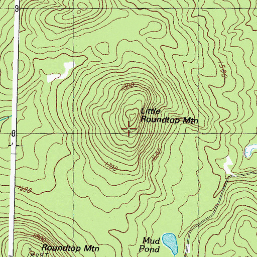 Topographic Map of Little Roundtop Mountain, NH