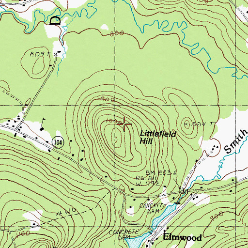 Topographic Map of Littlefield Hill, NH