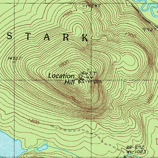Topographic Map of Location Hill, NH