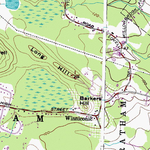 Topographic Map of Long Hill, NH